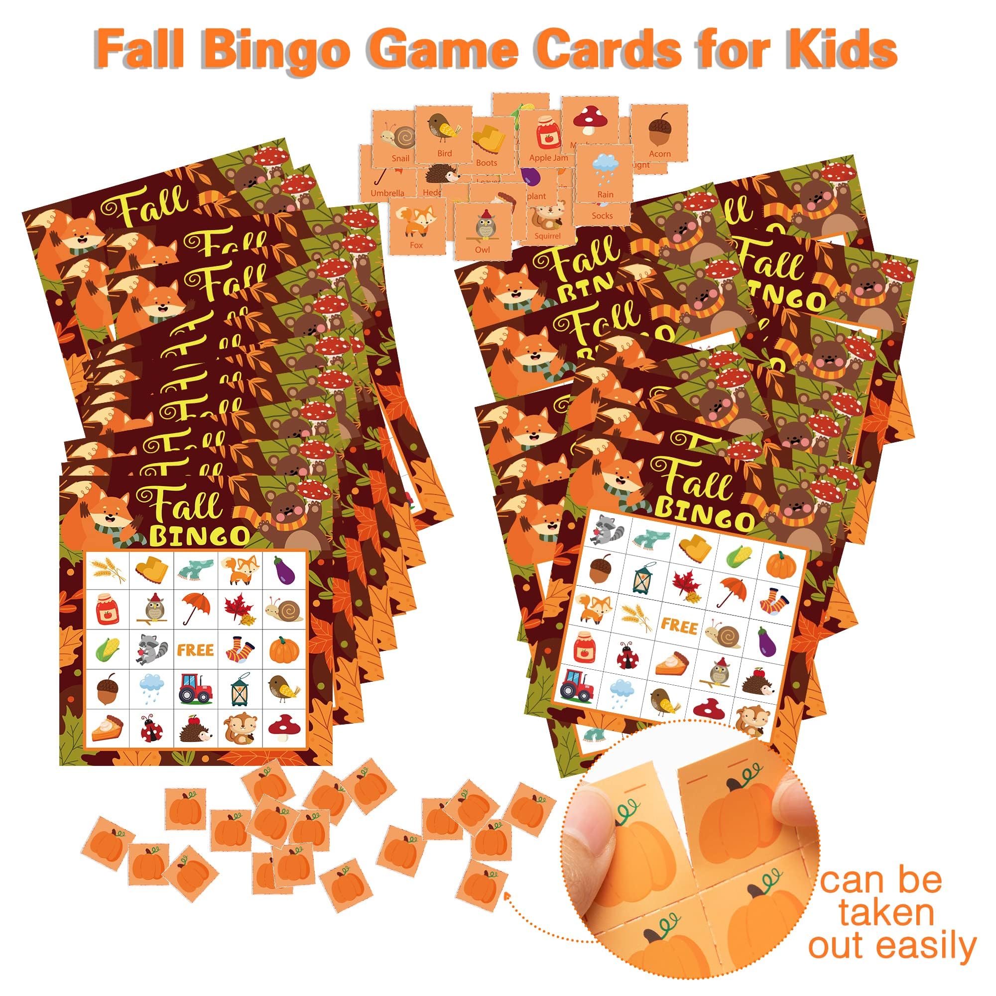 Amazon.com: X1zuue 41Pcs Fall Bingo Games for Kids, Halloween Amazon.com: X1zuue 41Pcs Fall Bingo Games for Kids, Halloween